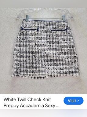 H&M Navy and White Tweed Mini Skirt
